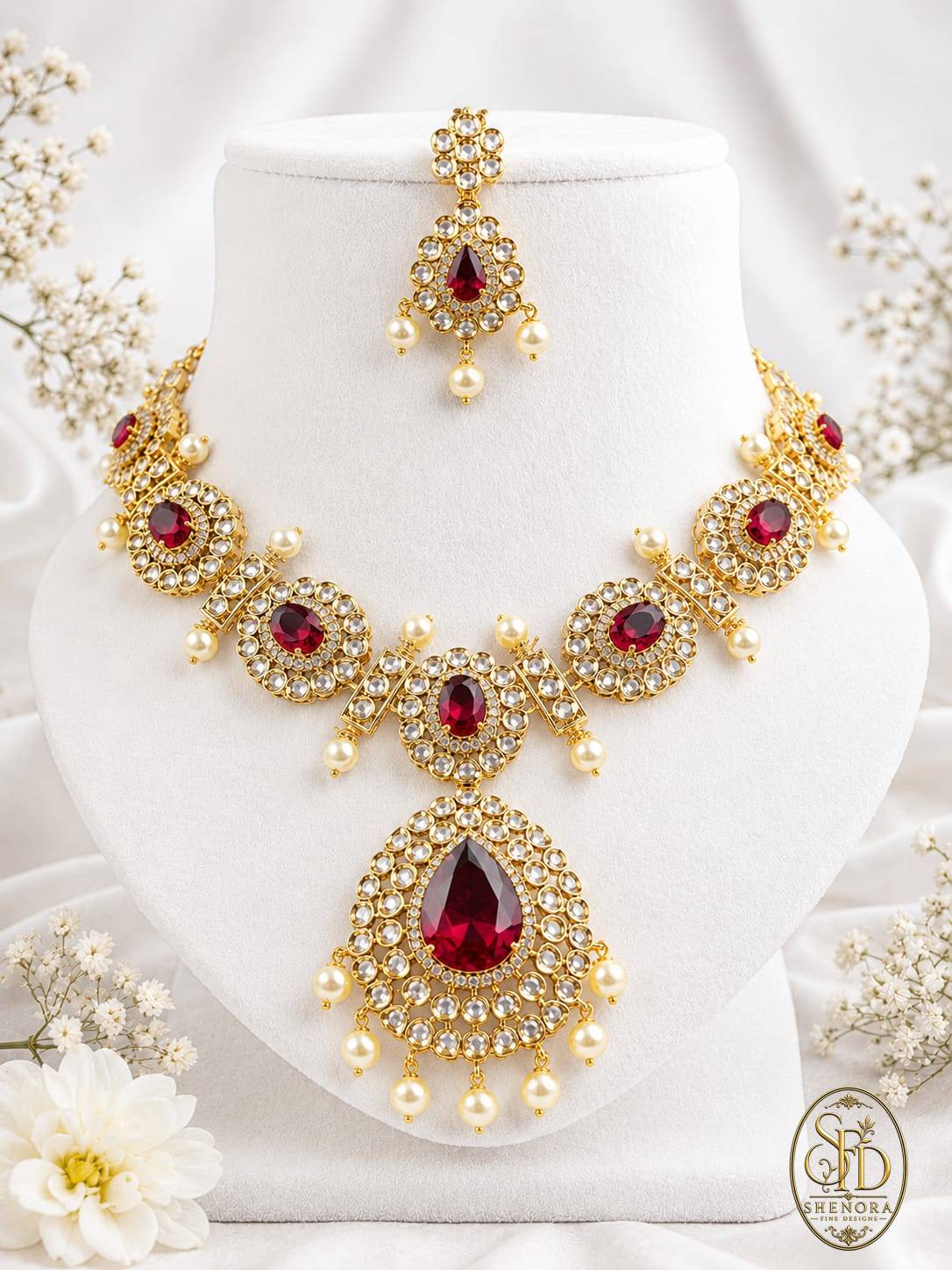 White & Ruby Stone-N0017