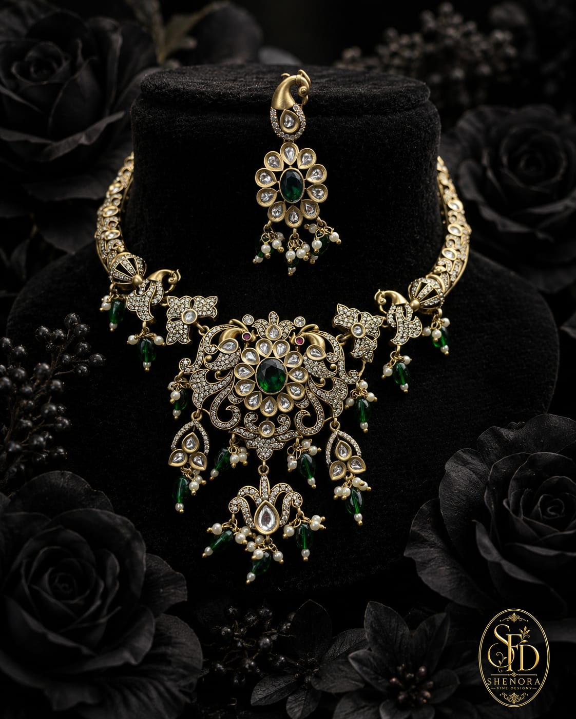 White & Green Stone Set-N0003