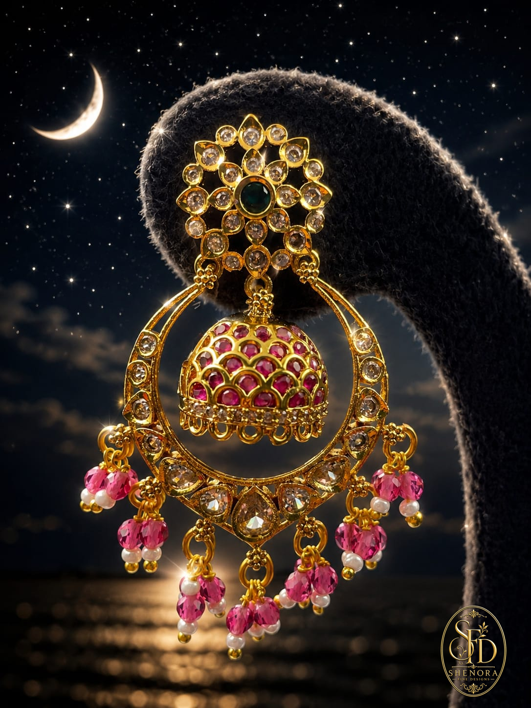 White With Ruby Stone Earring -E0031