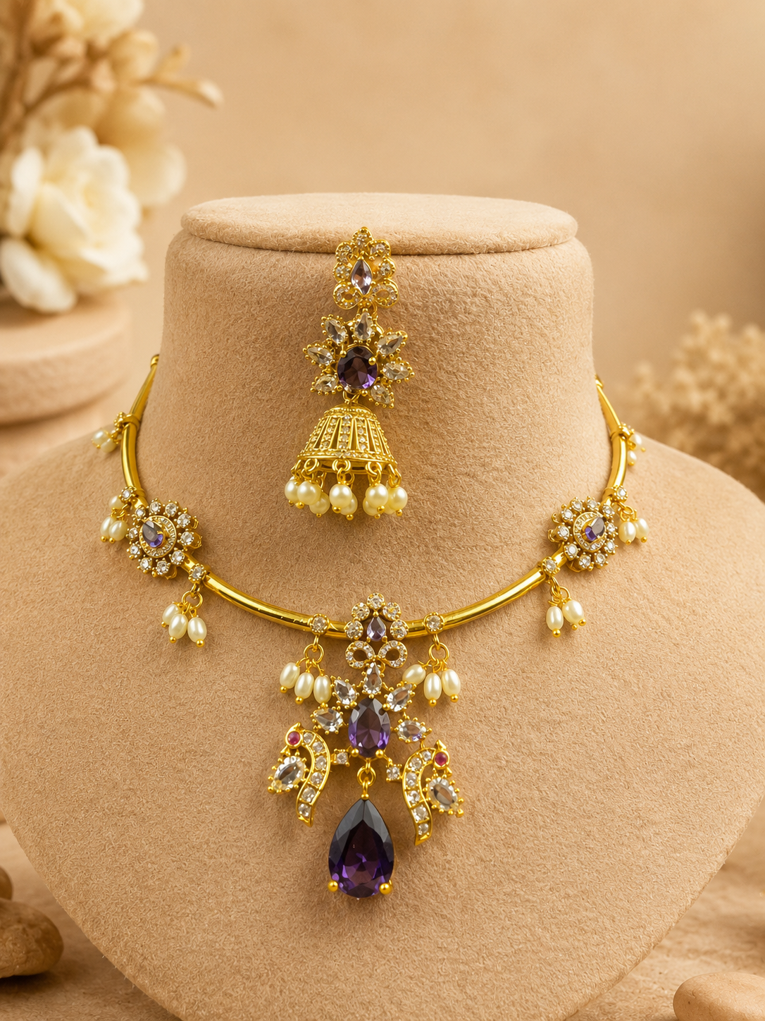 White & Purple Stone Set -N0100