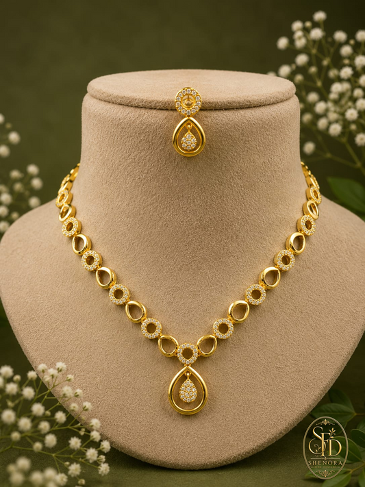Gold Finish White Stone-N0039