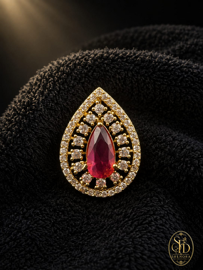 White & Ruby Stone Earring-E0039