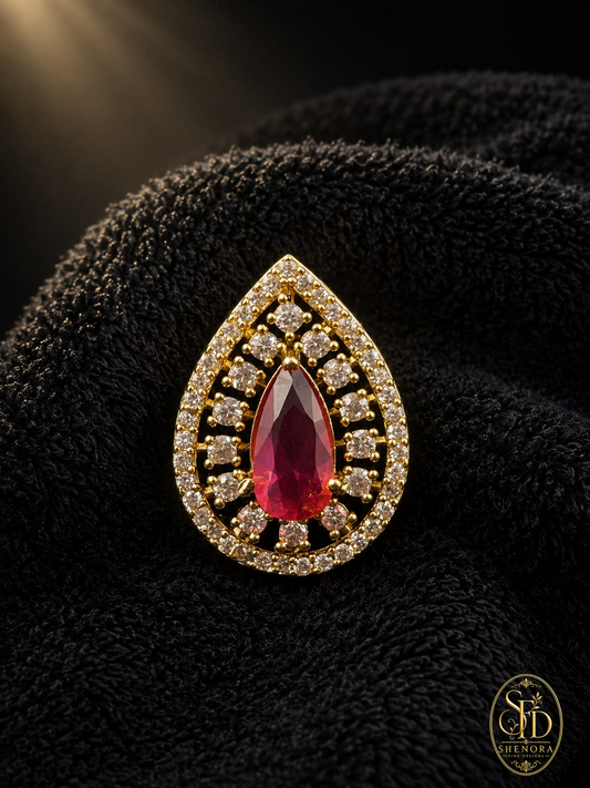 White & Ruby Stone Earring-E0039