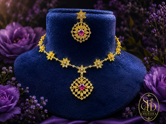 Light Weight White & Pink Stone Set-N0040