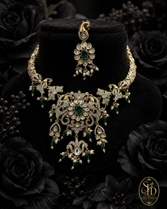 White & Green Stone Set-N0003
