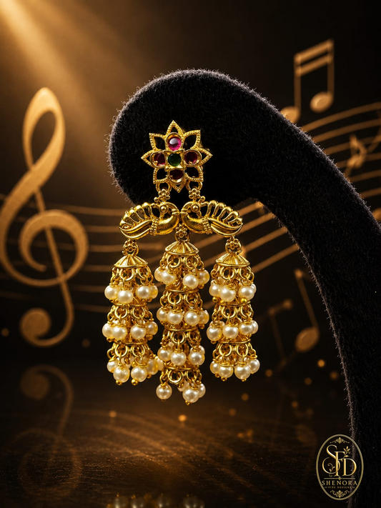 Gold Finish Pearl Jumka-E0035