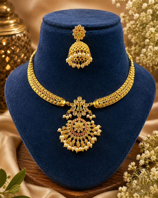 Gold Finish Set With Pearl-N0041