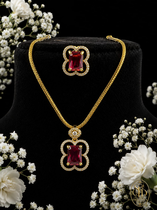 White & Ruby Stone Chain-N0030
