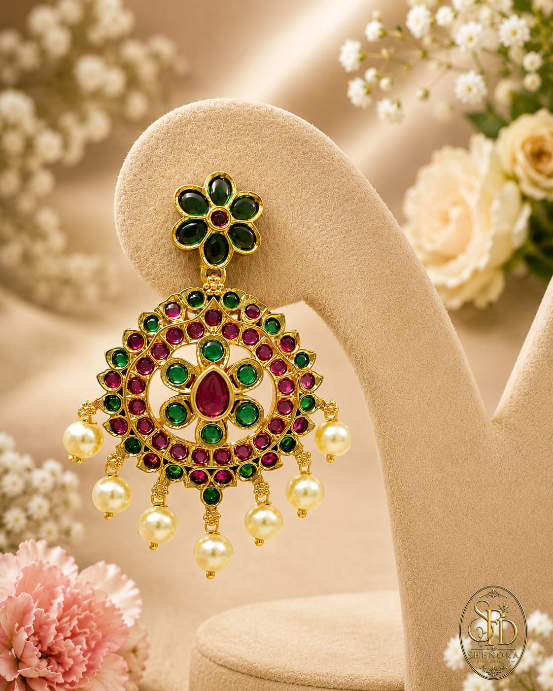 Ruby & Green Stone Earring-E0019