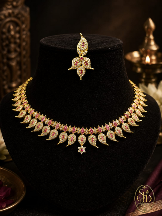 White & Pink Stone Set-N0005