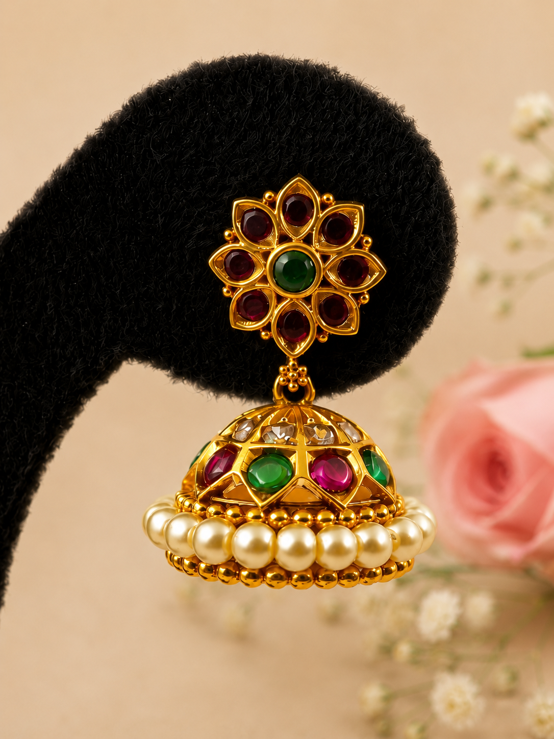 Gold Finish Kemp Stone Jumka-E0057