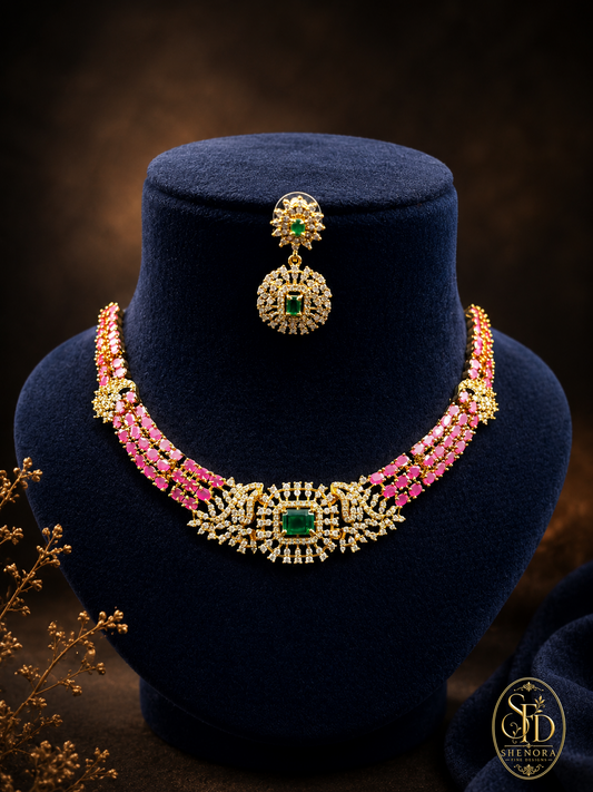 Ruby & Green Stone Light Weight-N0043