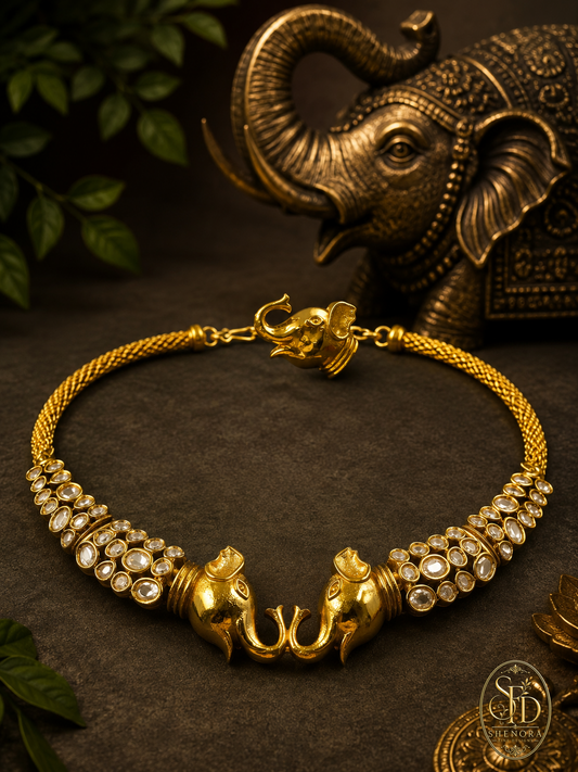 White Stone With Elephant Set-N0015