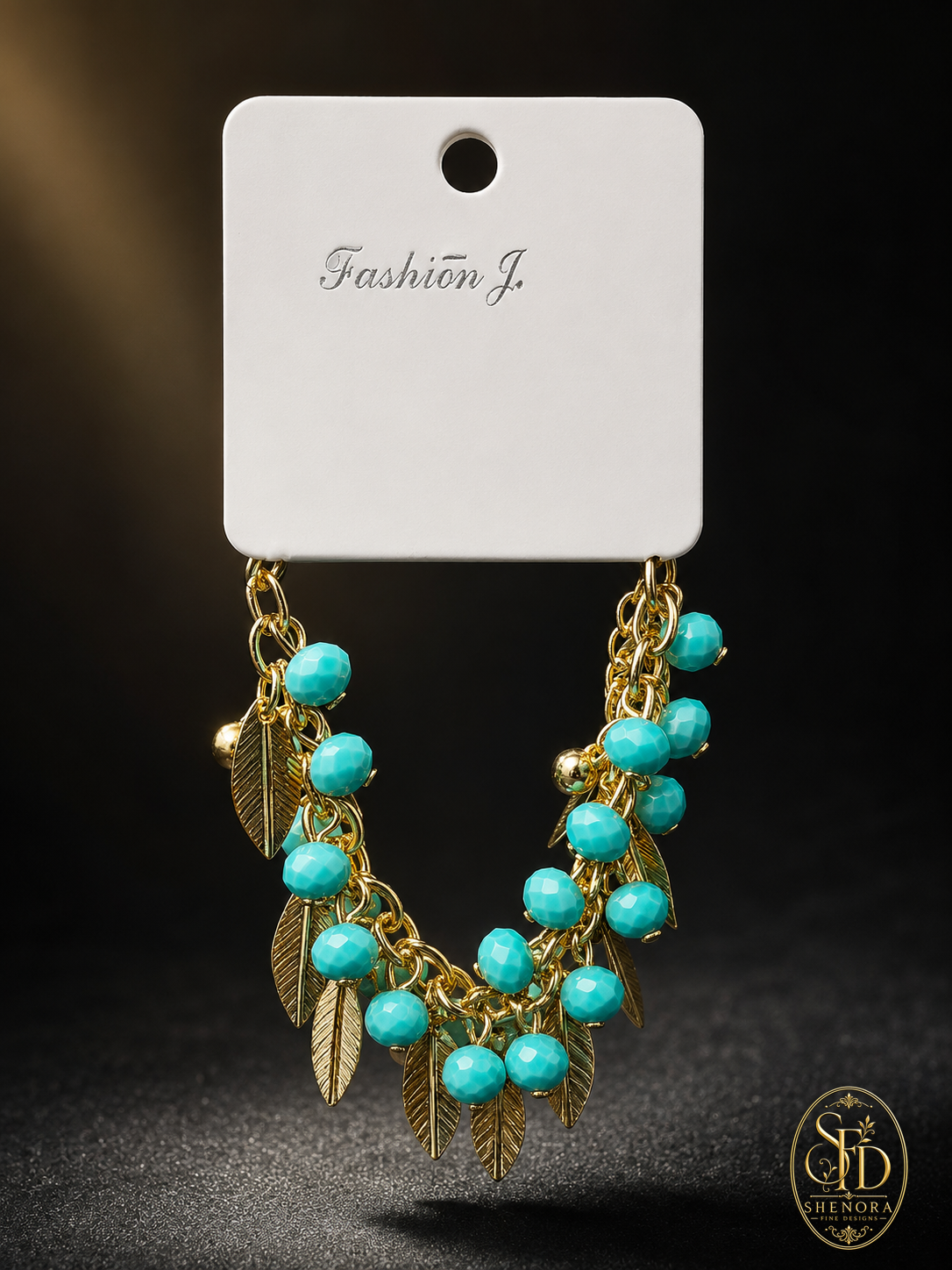 Dangling Leaf & Red Crystal Beads-B0001
